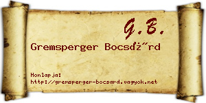 Gremsperger Bocsárd névjegykártya